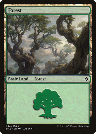 Forest (274) [Battle for Zendikar] | Cards and Coasters CA