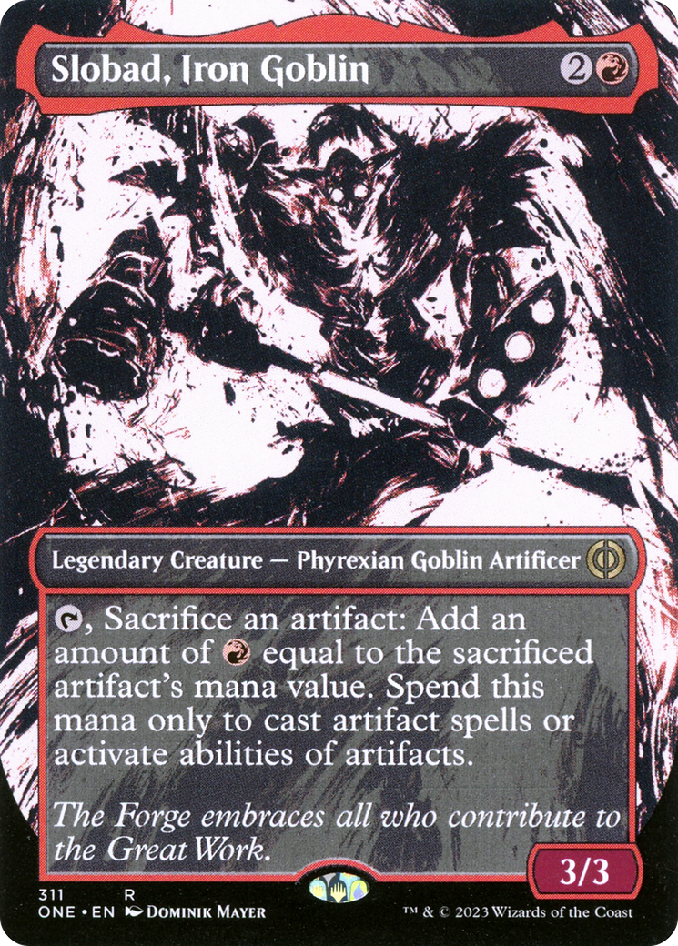 Slobad, Iron Goblin (Borderless Ichor) [Phyrexia: All Will Be One] | Cards and Coasters CA