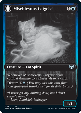 Mischievous Catgeist // Catlike Curiosity [Innistrad: Double Feature] | Cards and Coasters CA