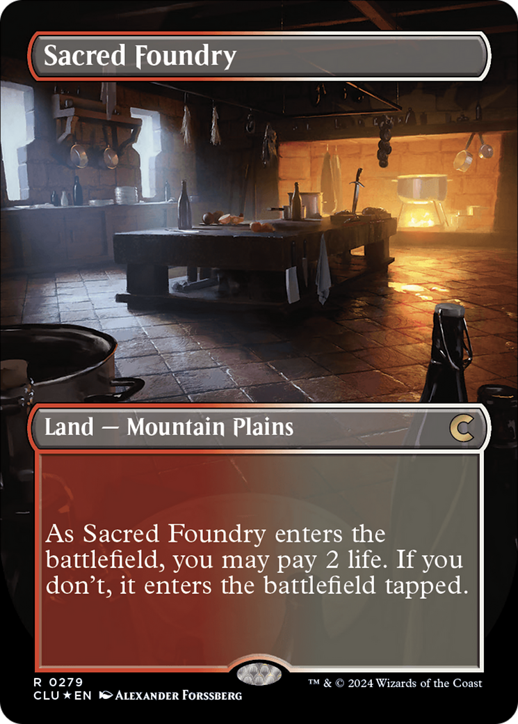 Sacred Foundry (Borderless) [Ravnica: Clue Edition] | Cards and Coasters CA