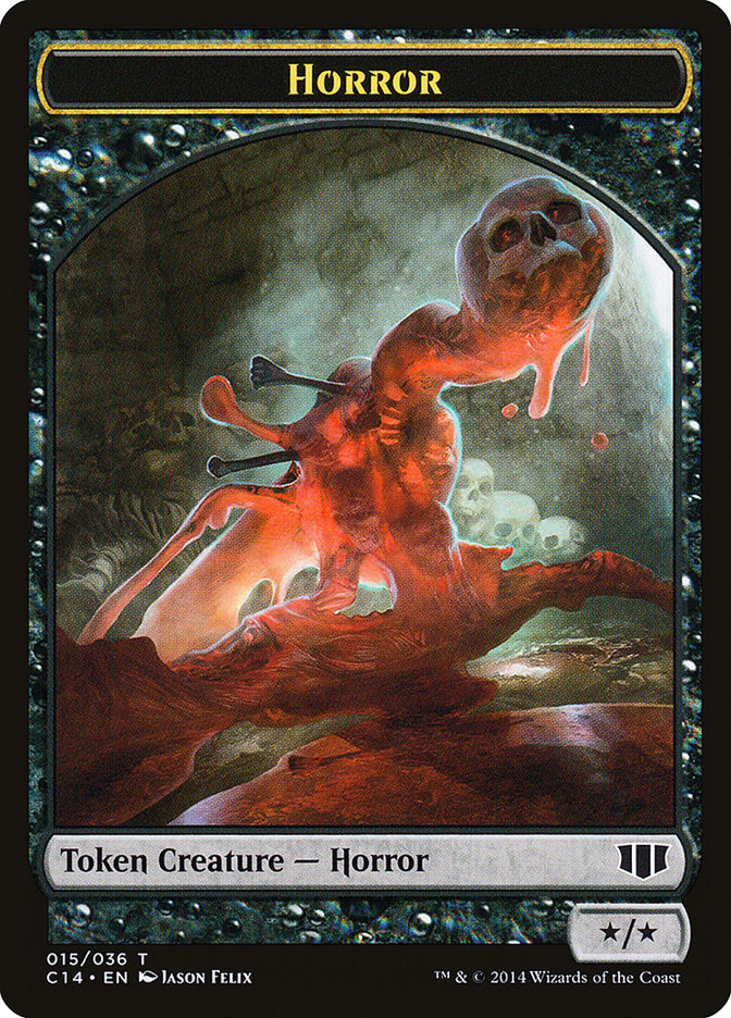 Horror // Zombie (016/036) Double-sided Token [Commander 2014 Tokens] | Cards and Coasters CA