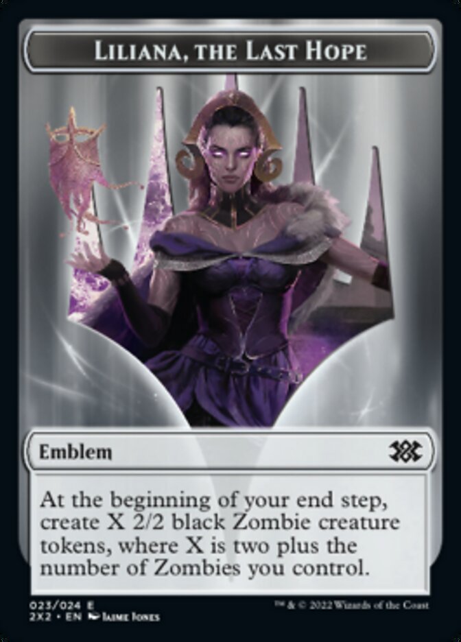 Liliana, the Last Hope Emblem // Spirit Double-sided Token [Double Masters 2022 Tokens] | Cards and Coasters CA