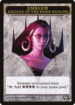Emblem - Liliana of the Dark Realms [Magic 2014 Tokens] | Cards and Coasters CA