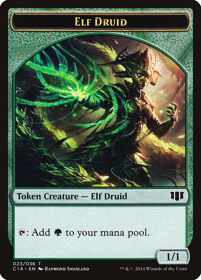 Elf Druid // Beast (020/036) Double-sided Token [Commander 2014 Tokens] | Cards and Coasters CA