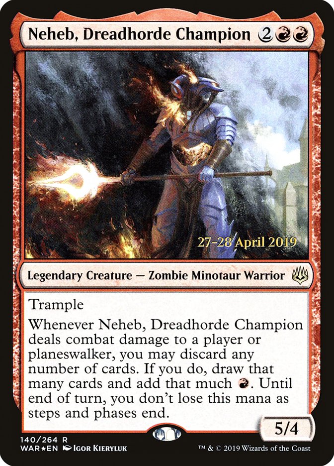 Neheb, Dreadhorde Champion  [War of the Spark Prerelease Promos] | Cards and Coasters CA