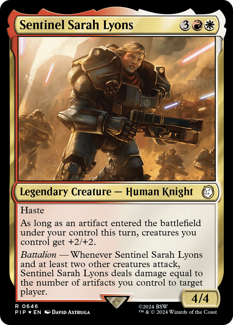 Sentinel Sarah Lyons (Surge Foil) [Fallout] | Cards and Coasters CA