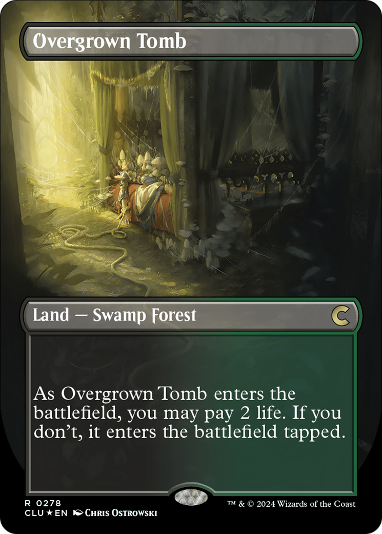 Overgrown Tomb (Borderless) [Ravnica: Clue Edition] | Cards and Coasters CA