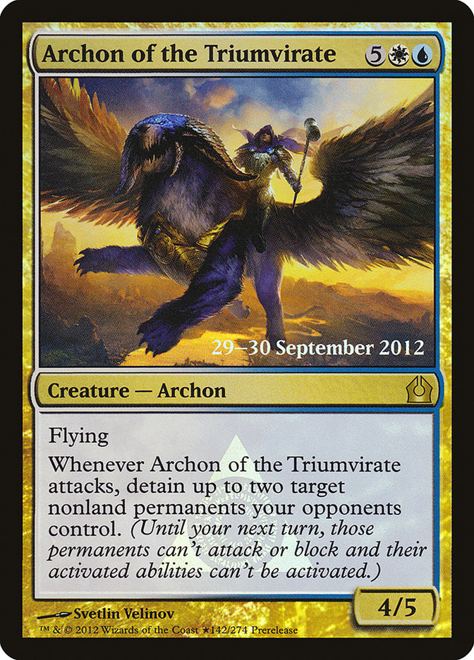 Archon of the Triumvirate [Return to Ravnica Prerelease Promos] | Cards and Coasters CA