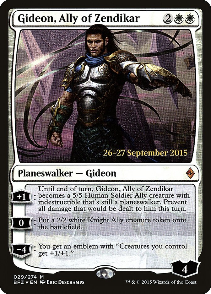 Gideon, Ally of Zendikar  [Battle for Zendikar Prerelease Promos] | Cards and Coasters CA
