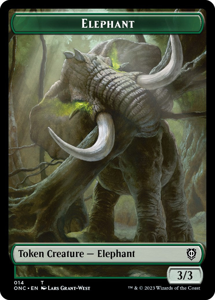 Human Soldier // Elephant Double-Sided Token [Phyrexia: All Will Be One Commander Tokens] | Cards and Coasters CA