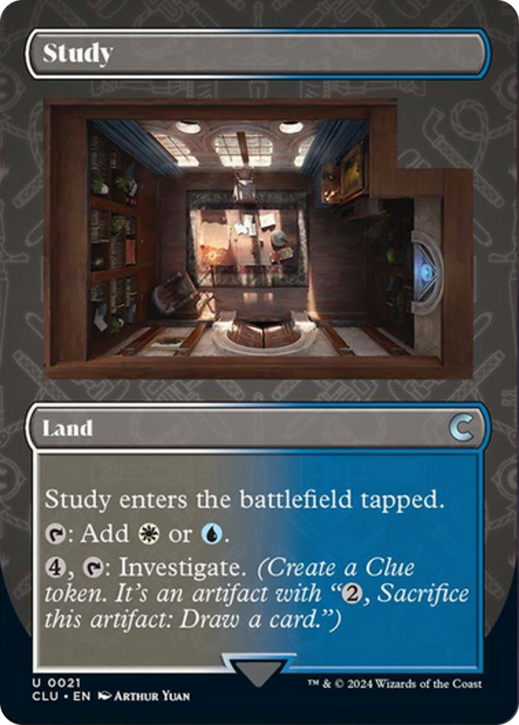 Study (Borderless) [Ravnica: Clue Edition] | Cards and Coasters CA