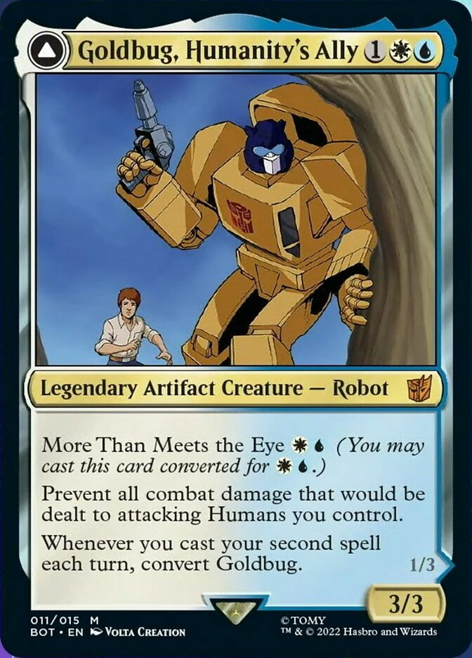 Goldbug, Humanity's Ally // Goldbug, Scrappy Scout [Universes Beyond: Transformers] | Cards and Coasters CA