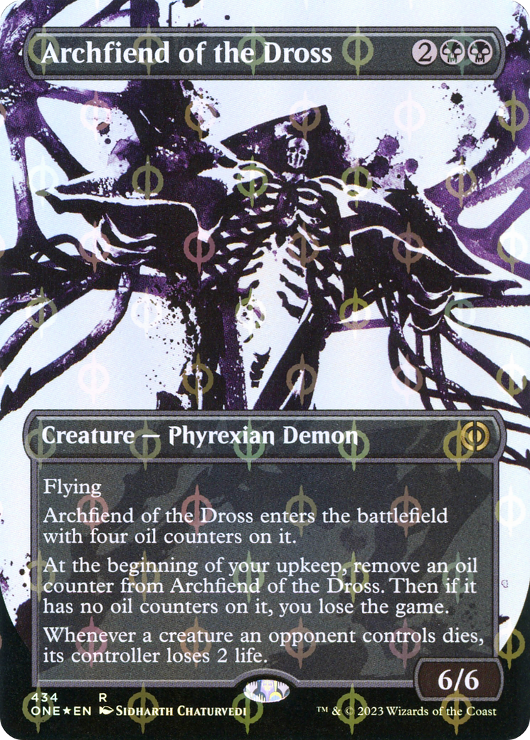 Archfiend of the Dross (Borderless Ichor Step-and-Compleat Foil) [Phyrexia: All Will Be One] | Cards and Coasters CA