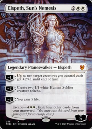 Elspeth, Sun's Nemesis (Borderless) [Theros Beyond Death] | Cards and Coasters CA