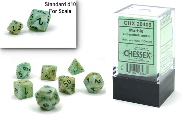 Marble: Mini 7Pc Green / Dark Green | Cards and Coasters CA