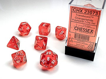 Chessex - Translucent - Set of 7 Orange/White | Cards and Coasters CA