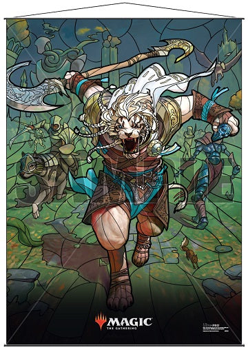 Wall Scroll - Stained Glass Ajani War of the Spark | Cards and Coasters CA