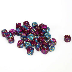 Chessex D6 Cube (12mm) - Gemini Purple-Teal/Gold | Cards and Coasters CA