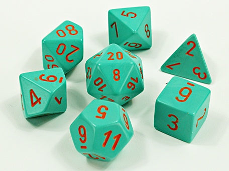 Chessex - Heavy Lab Dice - Turquoise/Orange Set of 7 Dice | Cards and Coasters CA
