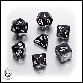 Classic RPG dice Q workshop Black | Cards and Coasters CA