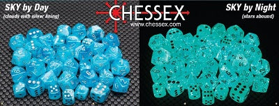 Chessex D6 Cube (12mm) - Luminary Sky/Silver | Cards and Coasters CA