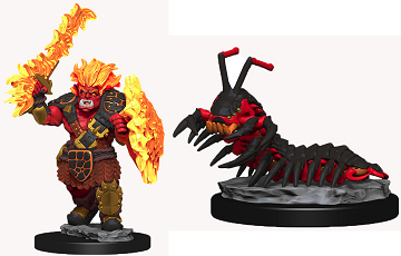 Wardling Painted minis - Fire Orc and Fire Centipede | Cards and Coasters CA