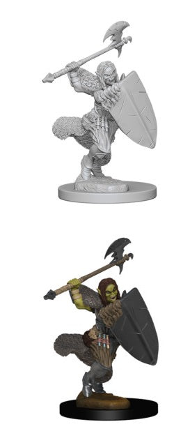 D&D Deep Cuts Miniatures Half Orc Female Barbarian | Cards and Coasters CA