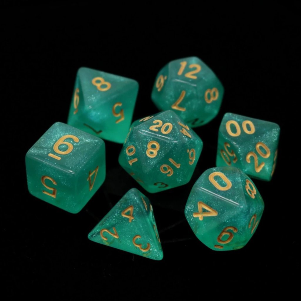 Die Hard Dice Set of 7 Dice - Hakuro With Gold | Cards and Coasters CA