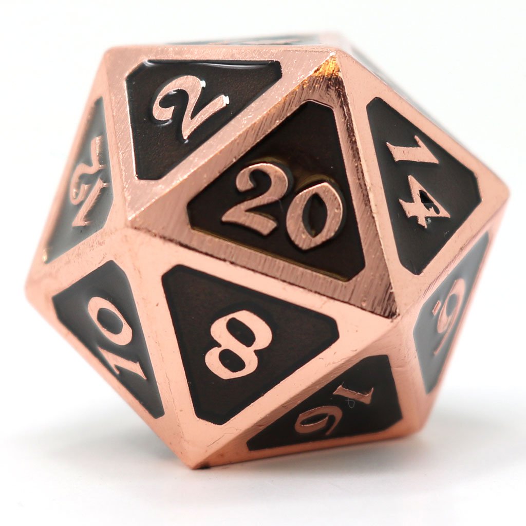 Dice Hard Metal Dice Big D20 - Mythica Copper Onyx | Cards and Coasters CA