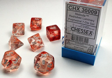 Chessex Nebula Red/Silver Set of 7 Dice | Cards and Coasters CA