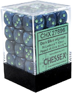 Chessex D6 Cube (12mm) - Lustrous Dark Blue/Green | Cards and Coasters CA