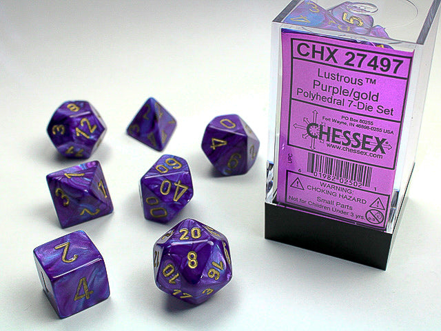 Chessex Lustrous Purple/Gold Set of 7 | Cards and Coasters CA