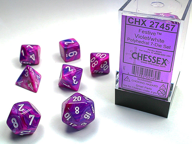 Chessex Festive Violet/White | Cards and Coasters CA