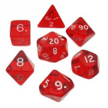 Koplow Poly Dice Set of 7 - Red/White | Cards and Coasters CA