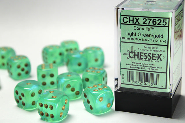 Chessex - Borealis - Light Green/Gold | Cards and Coasters CA