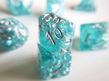 Little Dragon Corp Teal Wedding Dice Set of 7 Dice | Cards and Coasters CA