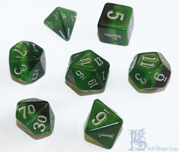 Little Dragon Corp Birthday Cake Emerald Set of 7 Dice | Cards and Coasters CA