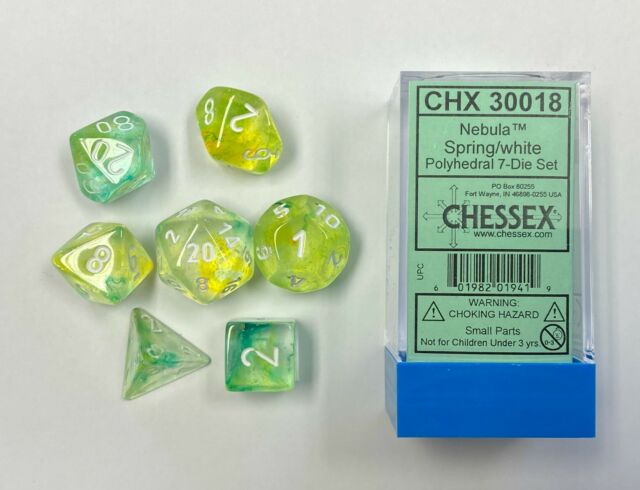 Chessex Nebula Spring White Set of 7 Dice | Cards and Coasters CA